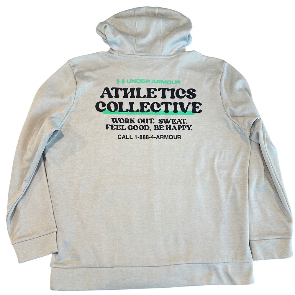 Under Armour Athletics Collective Hoodie Mens XL Grey Teal Graphic Sweatshirt